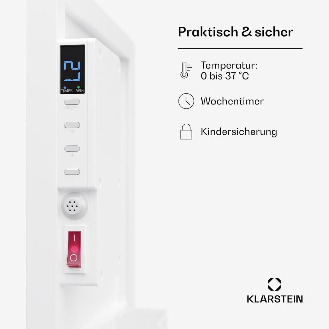 Klarstein Infrarotheizung mit Thermostat, 320W Elektroheizung, Smart Home Infrarotheizung zur Wandmo