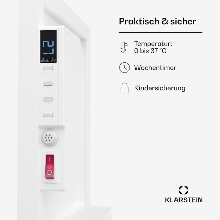 Klarstein Infrarotheizung mit Thermostat, 320W Elektroheizung, Smart Home Infrarotheizung zur Wandmo