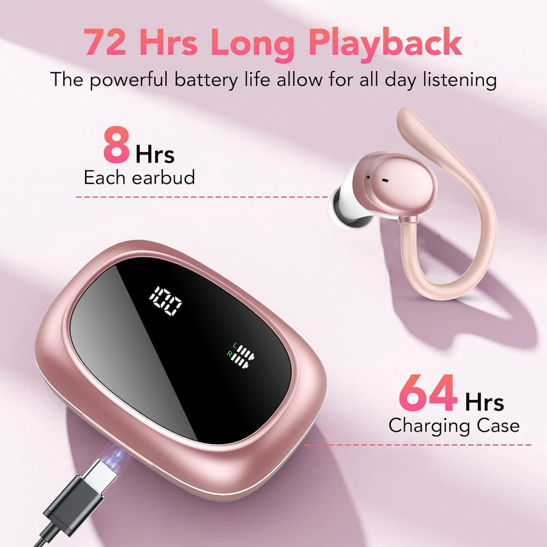 Bluetooth Kopfhörer Sport, Kopfhörer Kabellos Bluetooth 5.3 mit HD Mic, In Ear Kopfhörer mit 4 ENC K