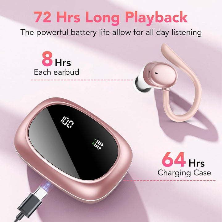 Bluetooth Kopfhörer Sport, Kopfhörer Kabellos Bluetooth 5.3 mit HD Mic, In Ear Kopfhörer mit 4 ENC K