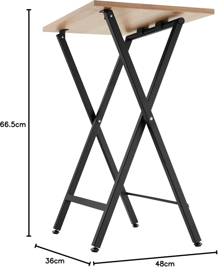 tectake 2er Set Beistelltisch klappbar, Holz Tablett Tisch im Industrie-Design, 48x36x66,5 cm, TV Tr