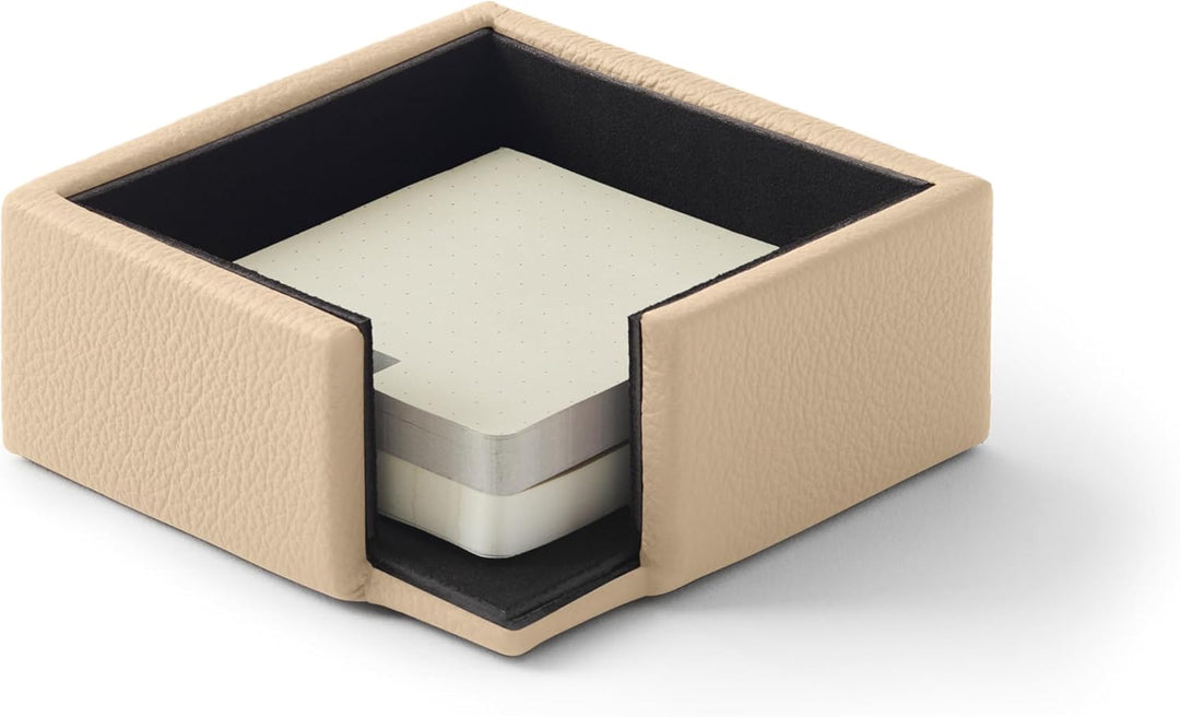 Eglooh - Atena - Notizzettel Box Echtes Leder Beige - Zettelbox, Notizklotz, Zettelkasten für Schrei