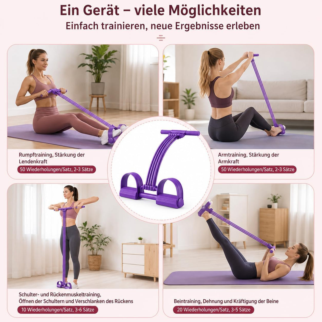 8 Tube Fitnessbänder Mit Griff &amp; Pedal, Upgrade 3-In-1 Multifunktionales Zugseil, Elastischer Widers
