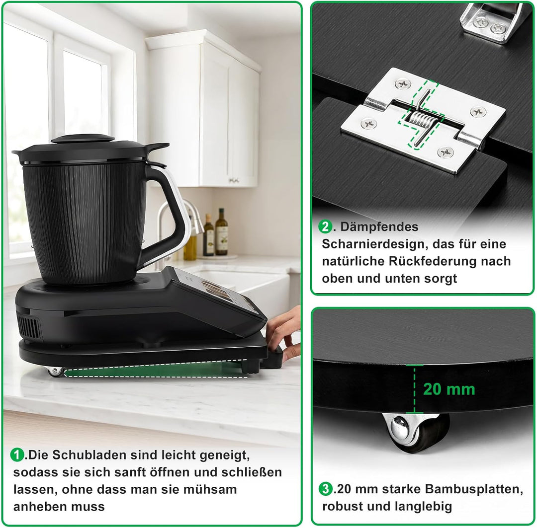 Gleitbrett für Thermomix TM7 Zubehörmit Griff, Rollen
