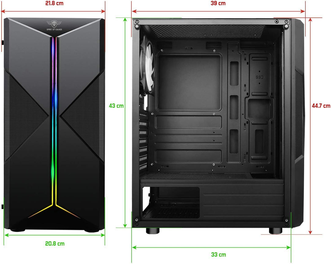 SPIRIT OF GAMER - Gamer Clone III PC-Gehäuse - ARGB - ATX/mATX/ITX Tower - Metallmaschen-Frontplatte