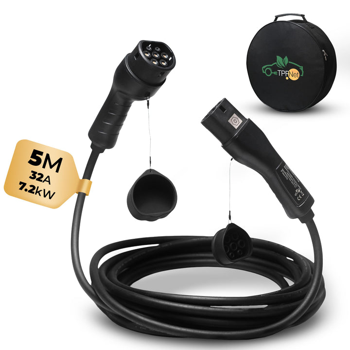 TPFNet Typ 2 Ladekabel 5m – Ladeleistung bis 7.2kW / 32A – Kompatibel mit den meisten Automarken – R