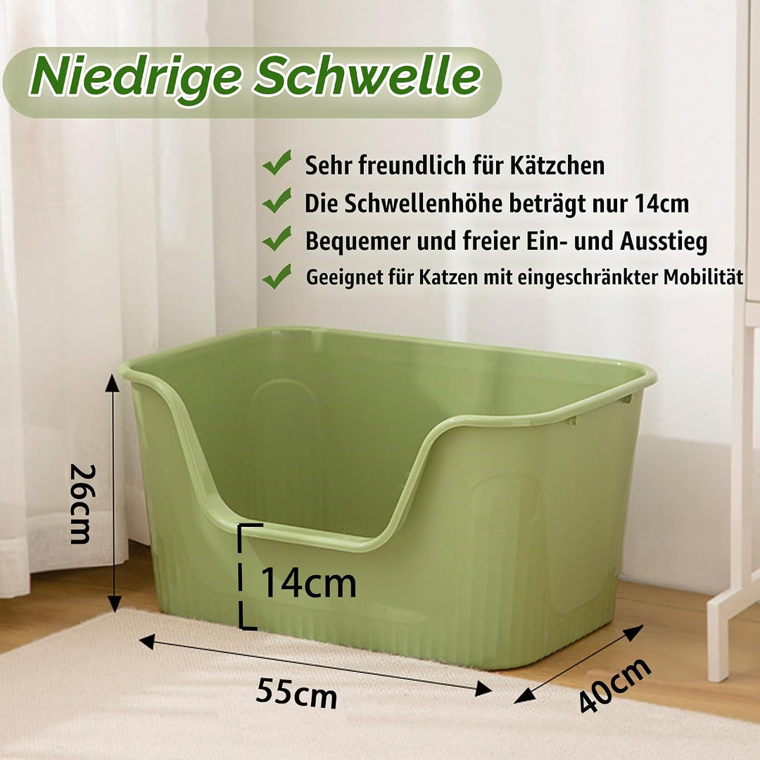 Vealind Offen Katzenklo XL, Katzentoilette Hoher Rand, 55x40x26cm Gross Katzenklo, katzentoiletten E
