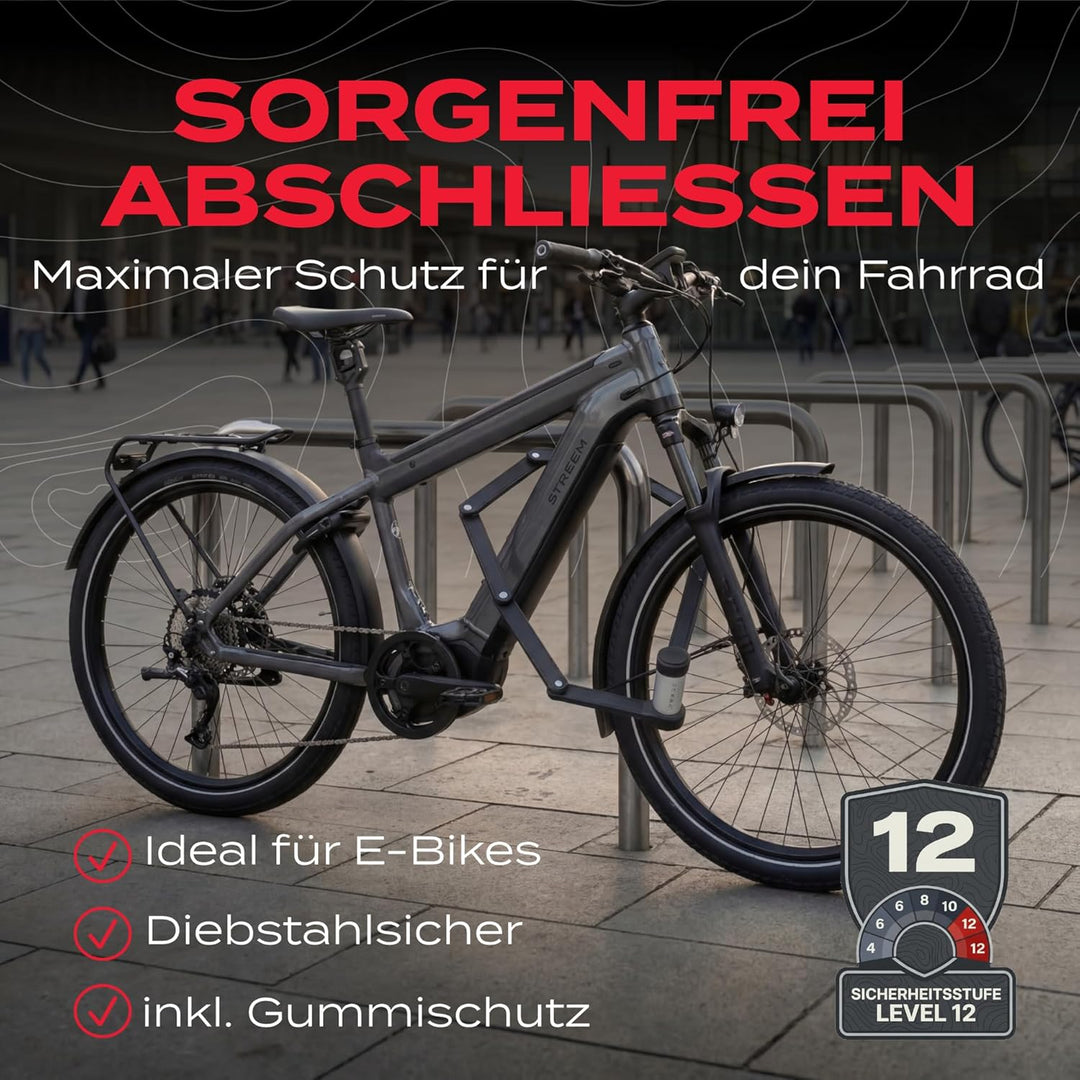 IMPACT® Fahrradschloss 65 cm – Sicheres & leichtes Faltschloss Fahrrad mit Gummibeschichtung, kompak