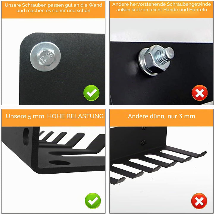 Gym Rack Organizer, Heavy Duty Langhantel-Aufbewahrung, 7 Platz Wandhalterung, Olympische Langhantel