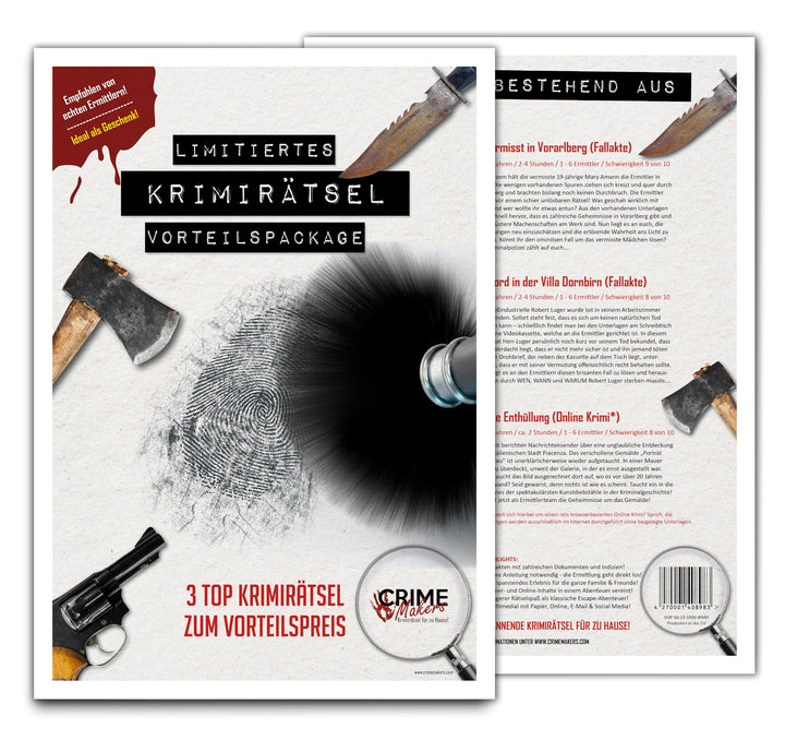 JAWAonline Crime Makers Detektiv Spiel Bundle - 3er Set Escape Room Spiele - Spannendes Rätsel Spiel