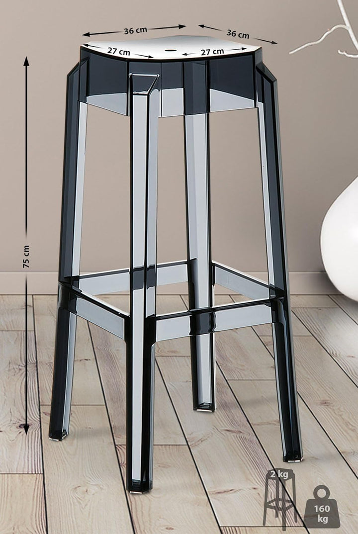 CLP 2er Set Barhocker FOX Aus Kunststoff I 2 x Stapelbarer Hocker Mit Fussstütze, Farbe:schwarz, Sch