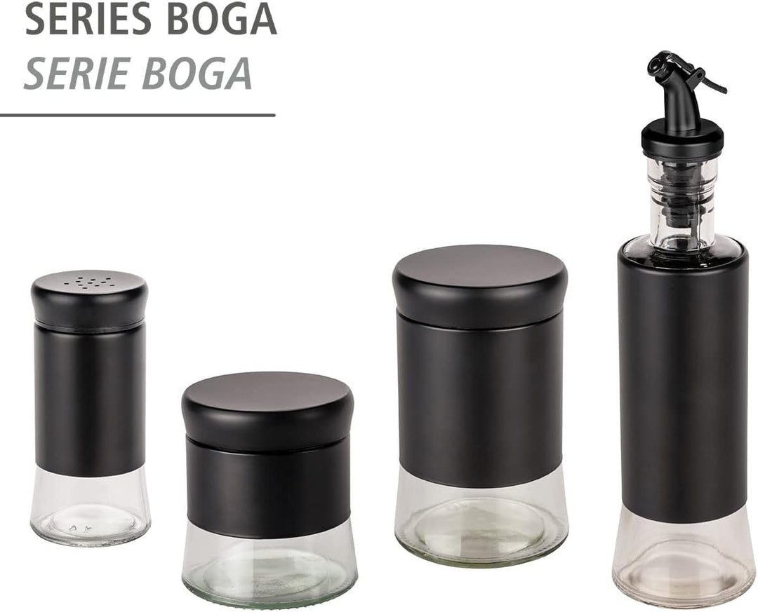 WENKO Glas Gewürzstreuer Boga, Grillzubehör mit 0,14 L, Black Outdoor Kitchen Gewürz-Streuer für Gew