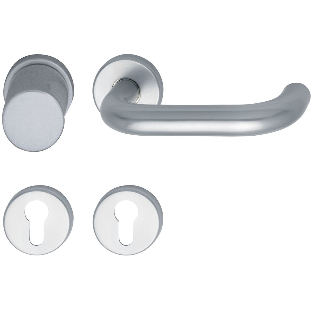 GRUNDMANN 102809 Silber 1754/D6K Drückergarnitur Geos auf Rosette PZ ÖNORM Türbeschlag VK 8,5, Alu e