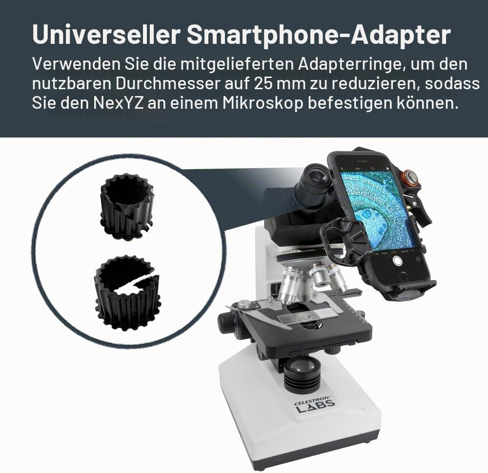 Celestron 81057 NexYZ DX 3-Achsen-Smartphone-Adapter-Set mit Bluetooth-Fernauslöser – Bilder und Vid