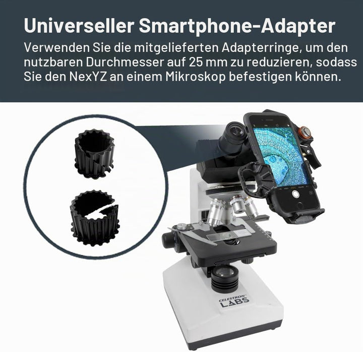 Celestron 81057 NexYZ DX 3-Achsen-Smartphone-Adapter-Set mit Bluetooth-Fernauslöser – Bilder und Vid
