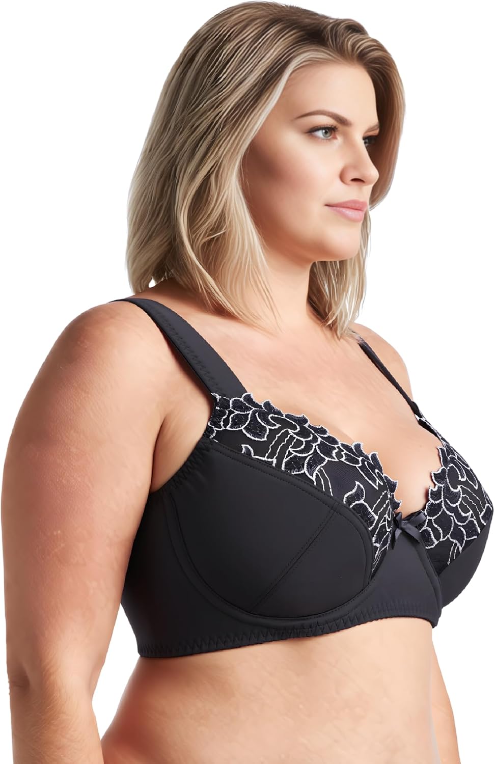 Curve Muse Damen Übergrösse Minimizer Bügel-BH mit Stickspitze - 2er Pack 75E Pink,dark Grey(2 Pack)