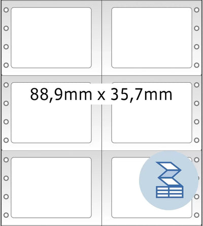 HERMA 8220 Computeretiketten endlos, 88,9 x 35,7 mm, 2-bahnig, 8000 Aufkleber, selbstklebend, Endlos