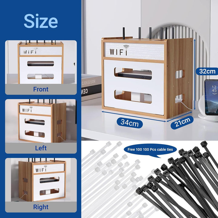 Catekro Router Regal, Etagere Pour Decodeur, Holz WiFi Router Aufbewahrungsbox Wandregale (Braun-Hol