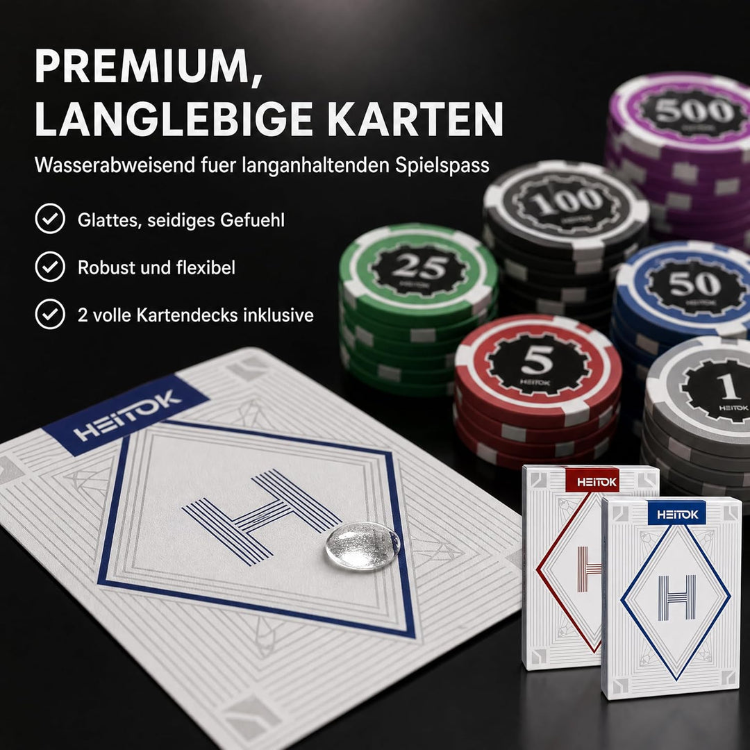 Poker-Chip-Set mit Nennwerten, 300 Stück, 11,5 g, professionelle nummerierte Chips mit Aluminiumkoff