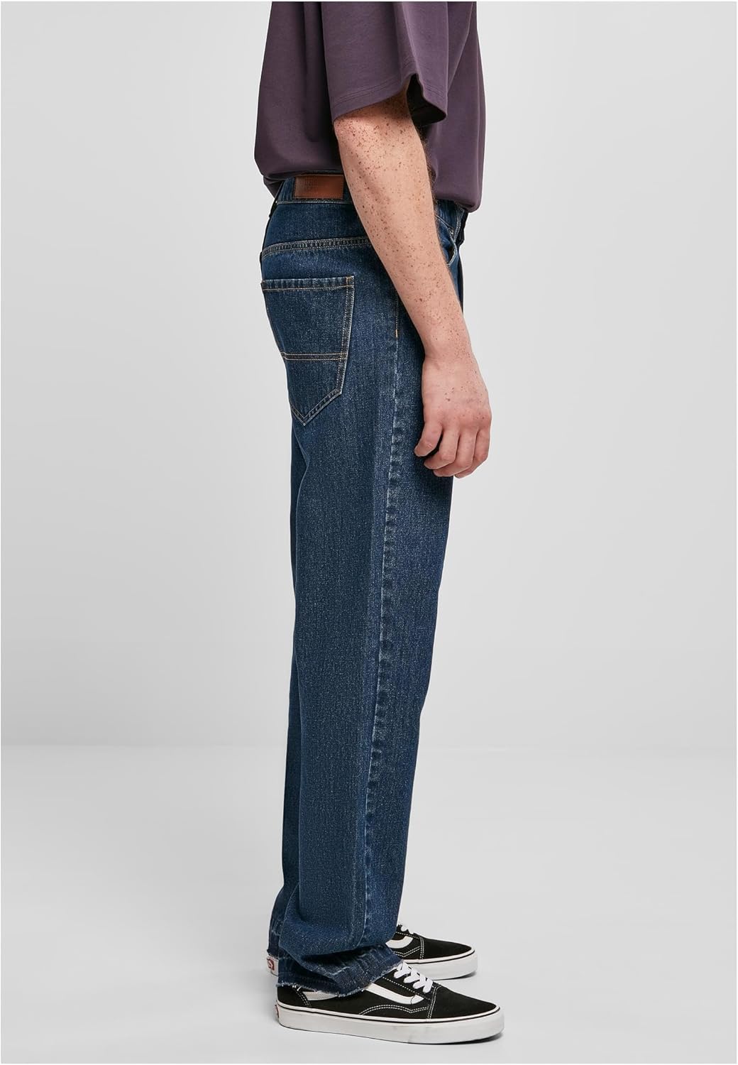 Urban Classics Herren Open Edge Loose Fit Jeans Hose, Mid Indigo Washed