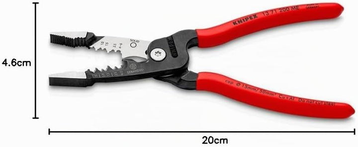 KNIPEX 13 71 200 ME Multifunktions-Elektrikerzange metrisches Modell mit Kunststoff überzogen schwar
