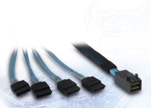 SFF 8643 zu 4x SATA/SAS Kabel, 0,7m, Crossover