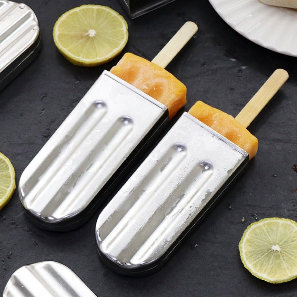 Popsicle Formen Edelstahl, 6 Stück Edelstahl Eisform Popsicle Formen Set mit Stick Holder und Tasse