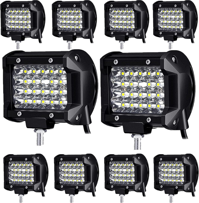 antom 10PCS LED Arbeitsscheinwerfer 72W Led Scheinwerfer 12v Traktor 21600LM 9-36V 6000K rückfahrsch