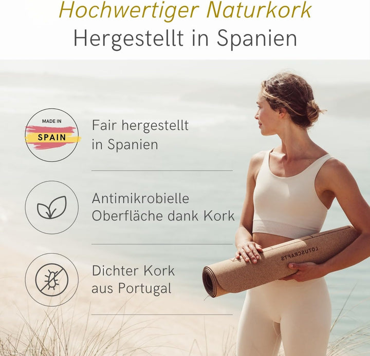 Lotuscrafts Yogamatte ARISE CORK - Rutschfeste Sweat Proof Oberfläche - 100% Recycelbare Materialien