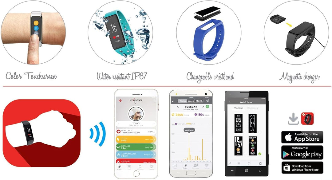 MyKronoz KRZEFIT3HR-BLACK/BLACK Activity Tracker, Black/Black, UNIVERSAL, Black/Black