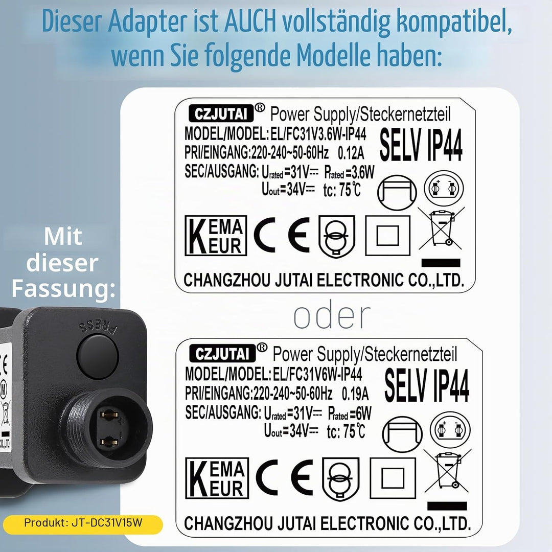 CZJUTAI LED Trafo IP44 Netzteil für Weihnachtsbeleuchtung mit EU Stecker - Schraubsockel - Schalt-Mo