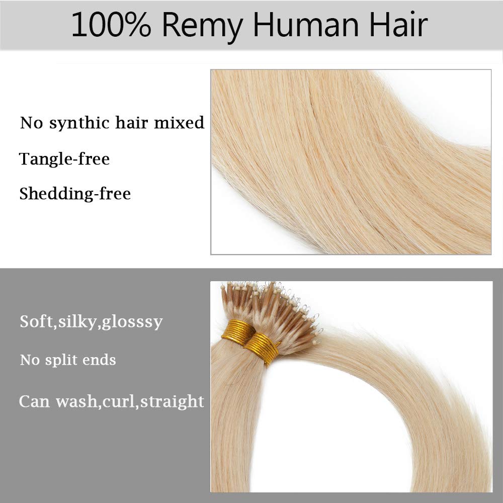 SEGO Nanoring Extension Echthaar 1g Loop Haarverlängerung Haarteile 50 Strähnen Glatt 100% Remy Huma