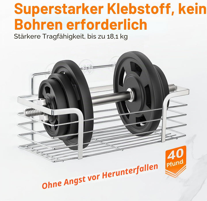 Ibergrif M34036A Duschablage ohne Bohren, 2 Stück Rostfreie Badezimmer Organizer, Badregal Edelstahl