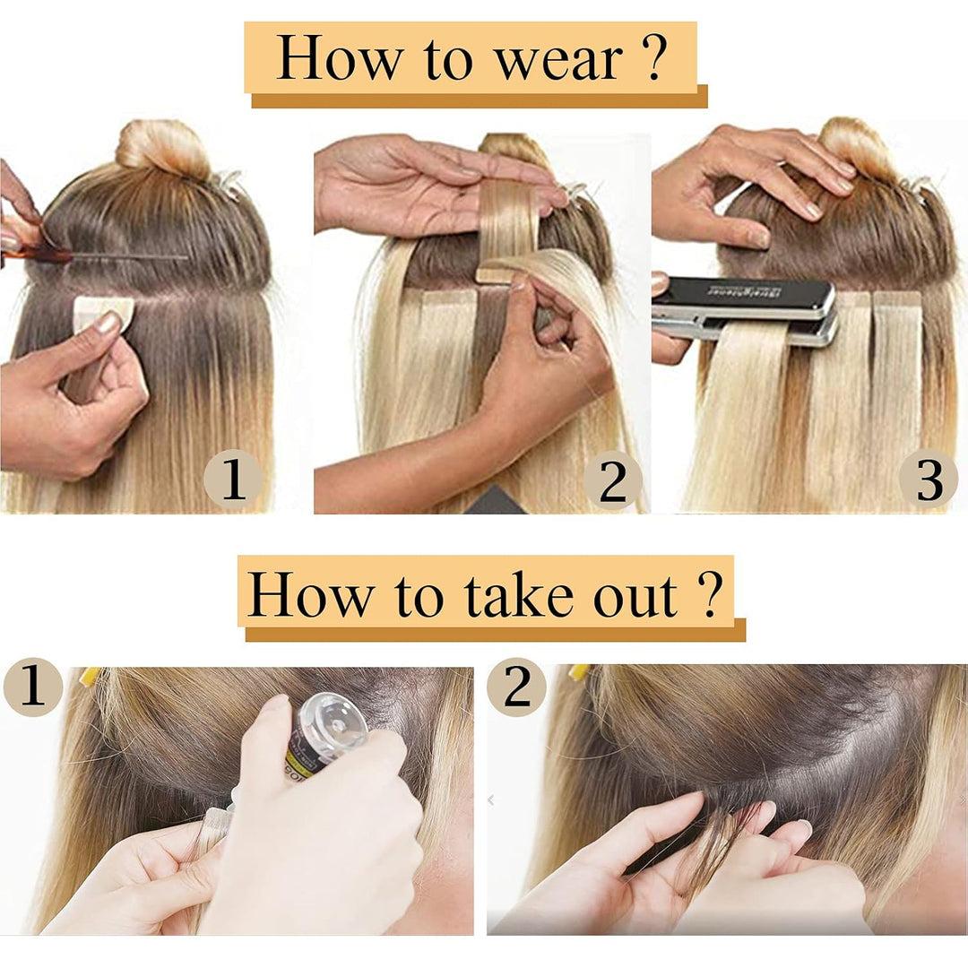 SEGO 40 Stück Tape in Extensions Echthaar 2.5g/pcs Klebeband Haarverlängerung 100% Remy Human Haar H