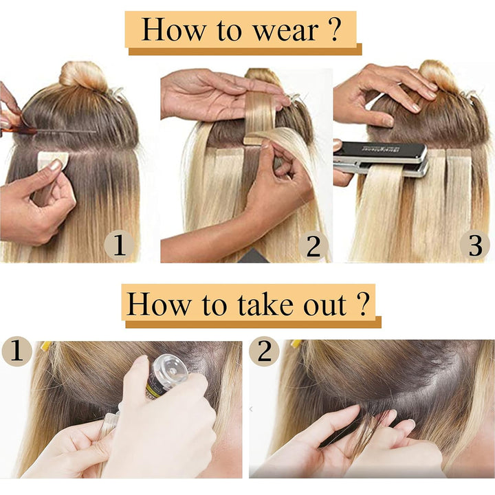 SEGO Tape in Extensions Echthaar Haarverlängerung Klebeband Haarteil 100% Remy Human Haar (40 stück+
