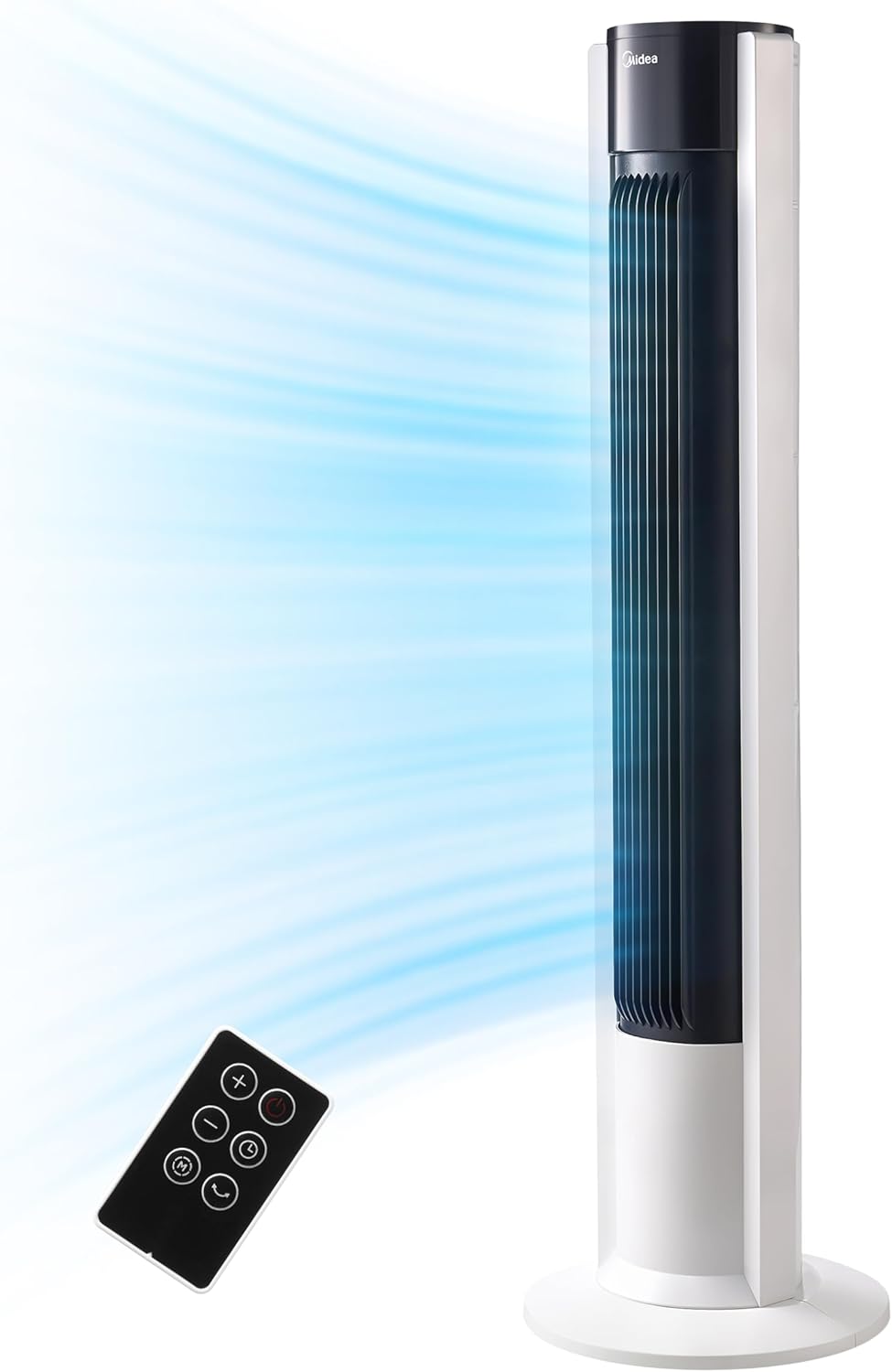 Midea FZ10-19BRA Turmventilator, robuster Kupfermotor, Luftzufuhr nach innen, Fernbedienung, 7-Stund