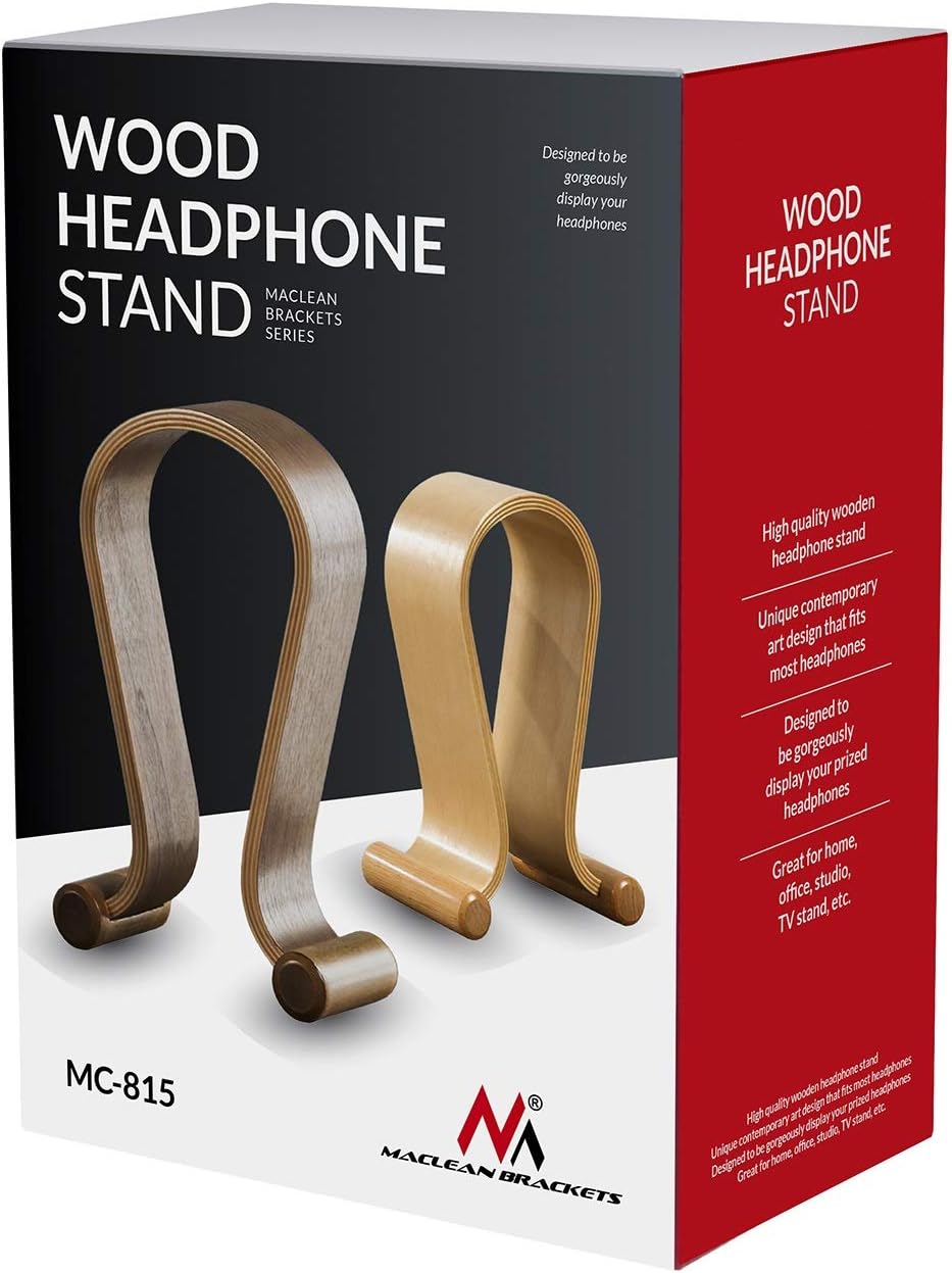 Maclean MC-815 Kopfhörerständer aus Holz | Universal Halter für Over-Ear Headsets | Stabil & Dekorat