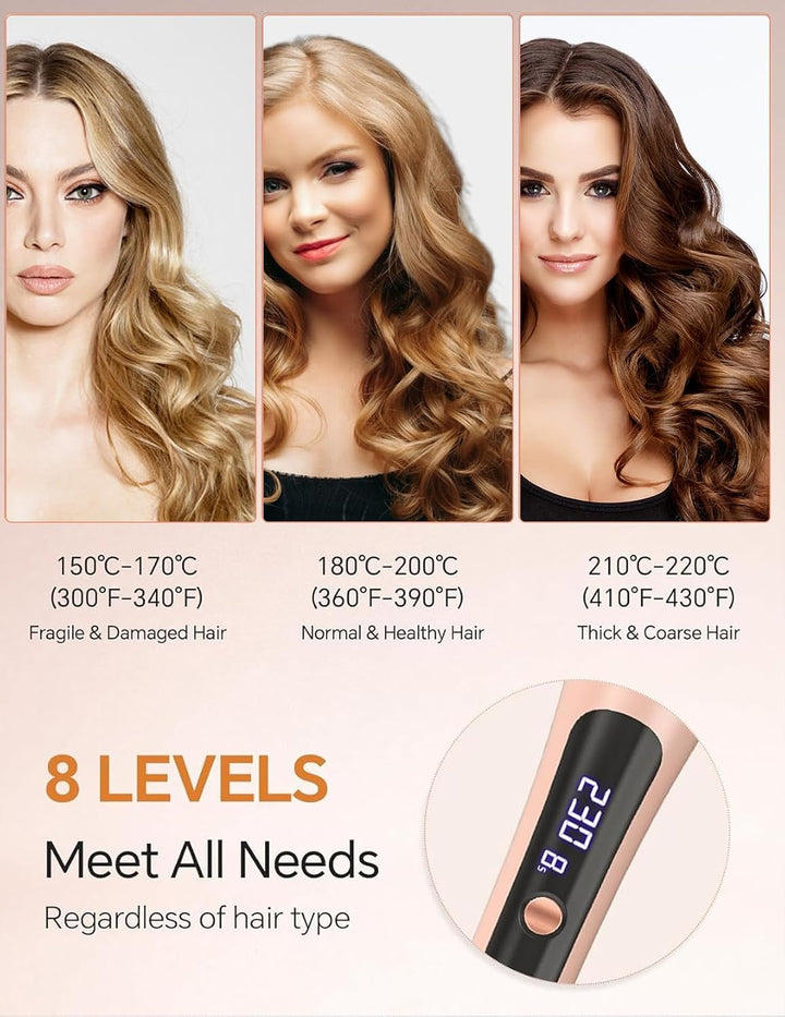 LANDOT 25mm Automatischer Rotierender Lockenstab - Für Beach Waves und Natürliche Locken, mit 8 Temp