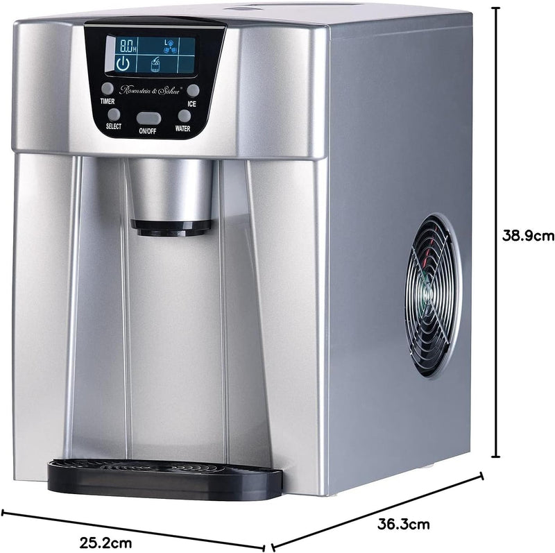 Rosenstein & Söhne Eismaschine: Premium-Eiswürfelmaschine mit Eiswürfel- & Kaltwasserspender, 2 Lite