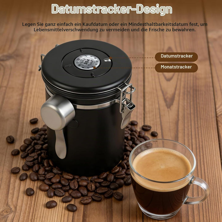 2,8 L Kaffeedose Luftdicht Edelstahl, Kaffeebohnen Behälter, Kaffeedose | Grosses Fassungsvermögen f