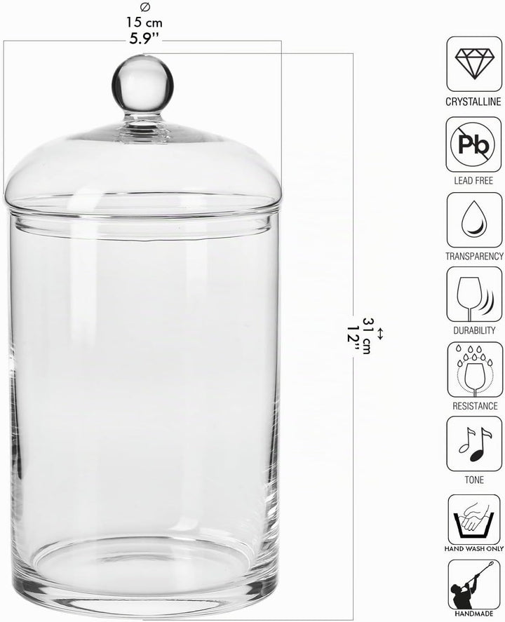 Krosno Glasbehälter mit Deckel 31 cm hoch, 2,7 l, Glamour Kollektion | Kekse, Vorratsdosen, Grosse G