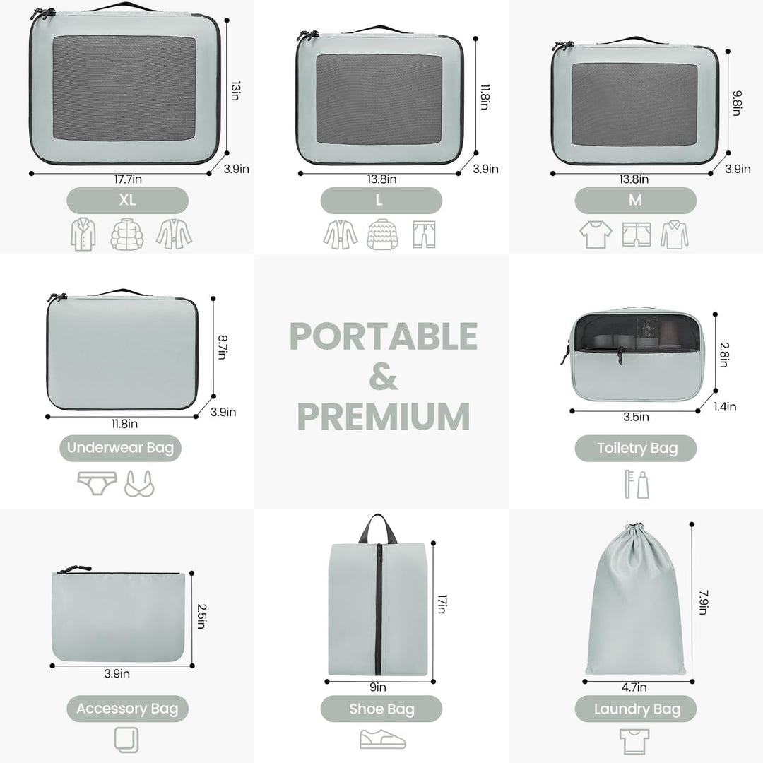 Packing Cubes for Suitcase 8 Set, Leichtgewichtige Gepäck Packing Organizer Packing Cubes für Reisez
