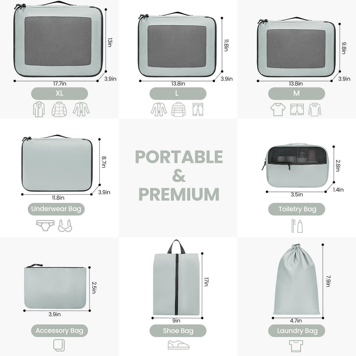 Packing Cubes for Suitcase 8 Set, Leichtgewichtige Gepäck Packing Organizer Packing Cubes für Reisez