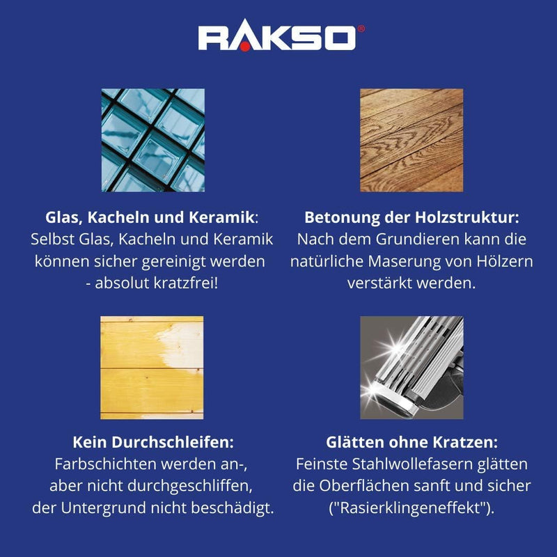 RAKSO Edelstahlwolle fein - 1,8 kg, 12 Banderolen à 150g rostfrei, hygienische Reinigung, reinigt, s