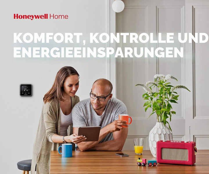 Honeywell Home T6 Funk-Raumthermostat Aufputz 5 bis 37 °C, mit Wi-Fi, Schwarz Mit Kabel (nicht entha