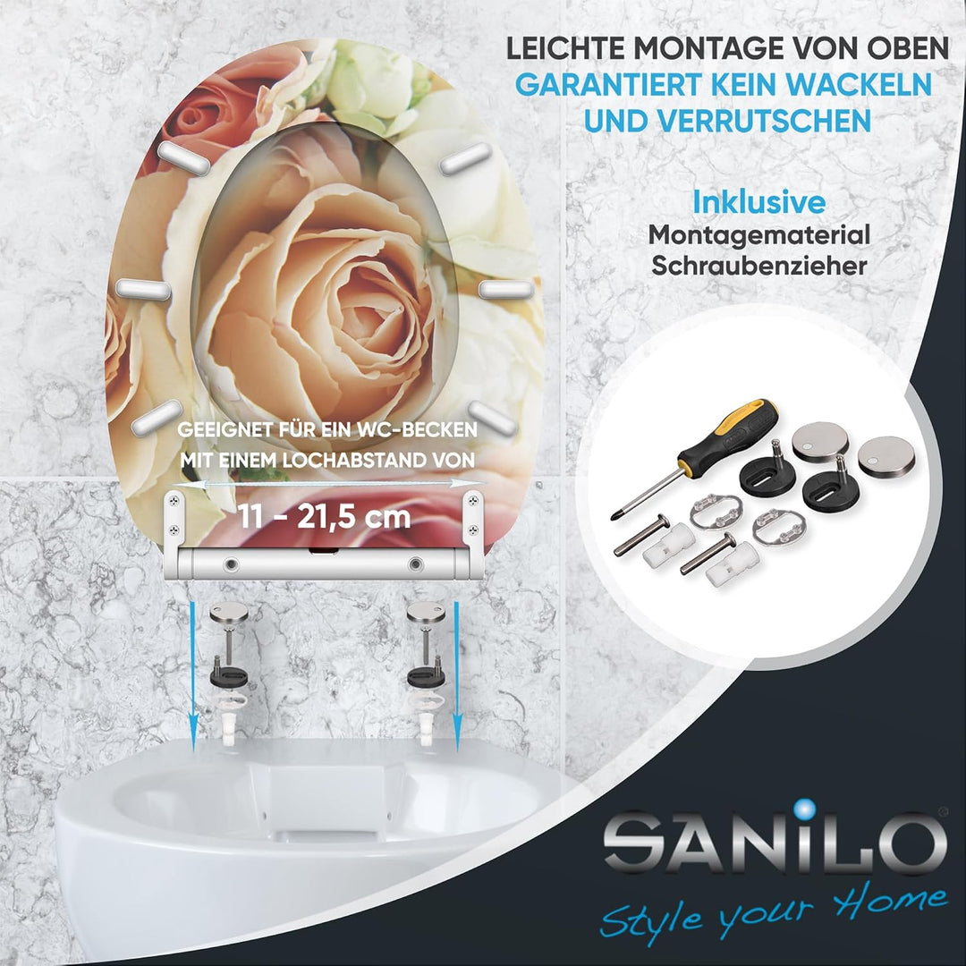 Sanilo WC-Sitz mit Absenkautomatik I Hochwertiger Toilettensitz aus Holz I Toilettendeckel in versch