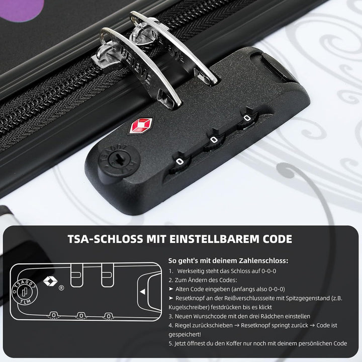 BEIBYE Reisekoffer Hartschalenkoffer Trolley Schloss Kombinationsschloss Polycarbonat Set XL-L-M-Bea