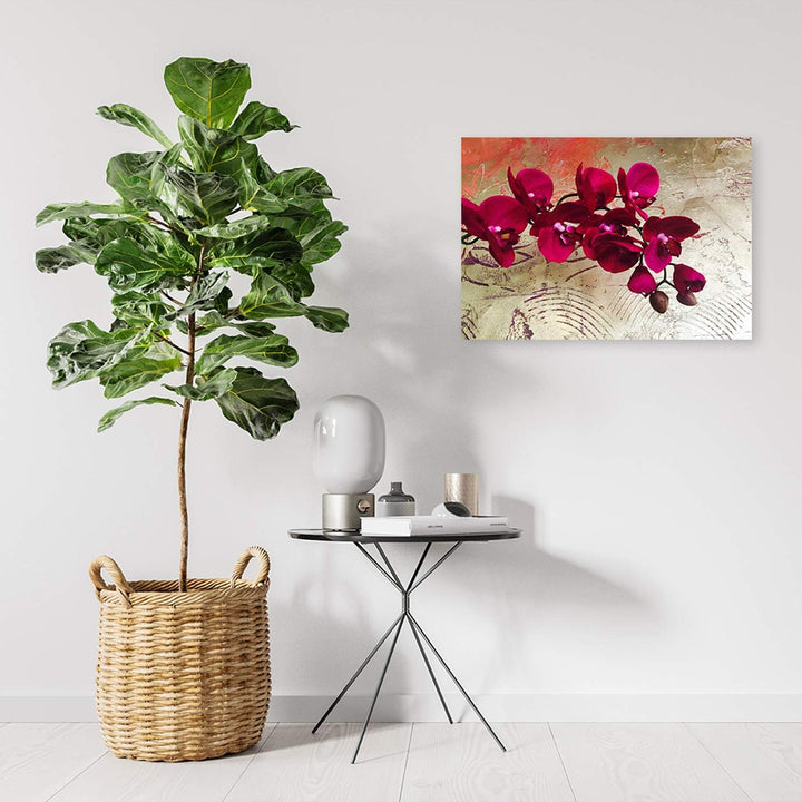Feeby Wandbild Orchideen Druckbild Leinwandbild für Wohnung Violett 100x70 cm Leinwandbild 100x70 cm
