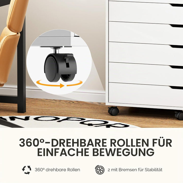 sogesfurniture Rollcontainer, Aktenschrank mit 7 Schubladen, Büroschrank, Schubladenschrank, Kommode
