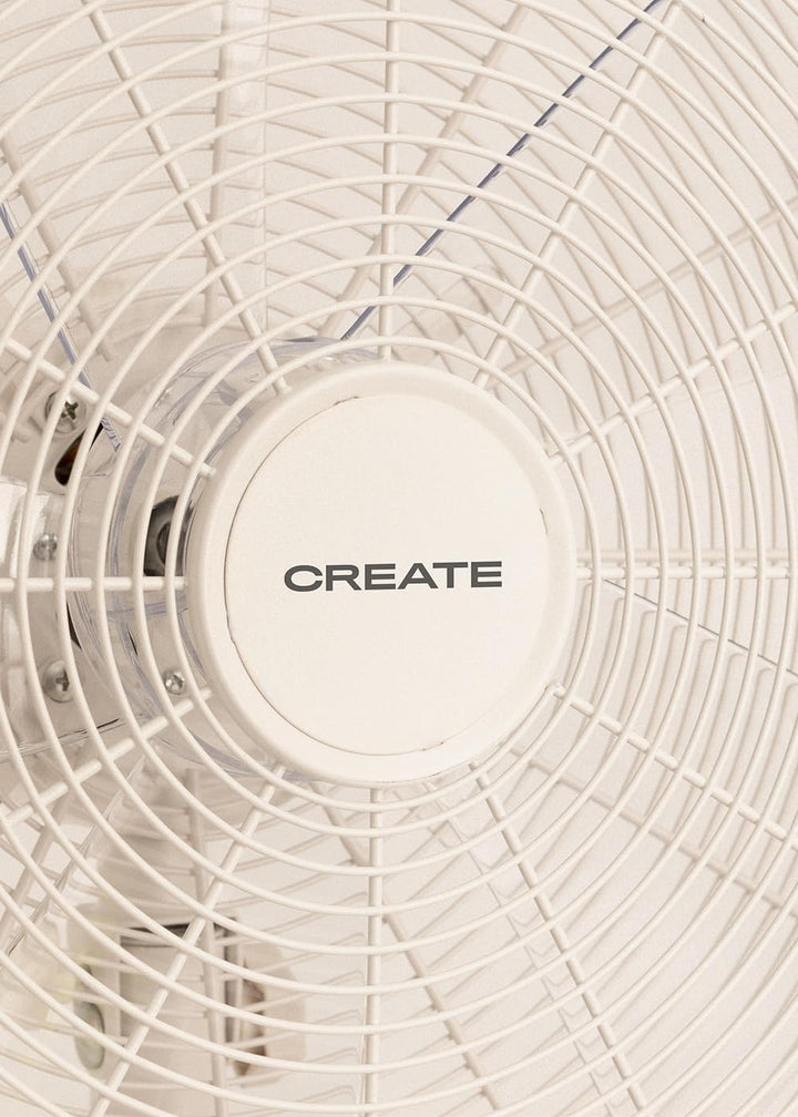 CREATE / AIR STAND WOOD/Standventilator Weiss und Naturholz mit Oszillation 75º / 50W, Ø36cm, 3 Gesc